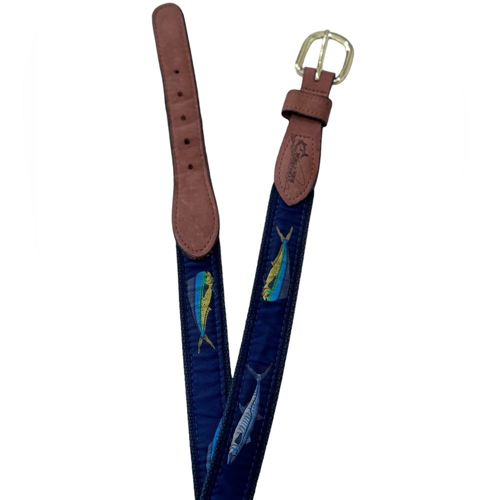 Worldwide Sportsman Fish Belt Ribbon Mahi, Tuna Men's 42 Navy